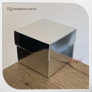 8x8x6.5 Gümüş Metalize Komple Karton Kutu