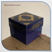 8x8x6.5 Lacivert Üzeri Gold Saray Desenli Komple Karton Kutu