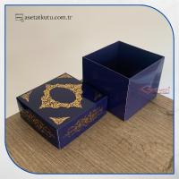 8x8x6.5 Lacivert Üzeri Gold Saray Desenli Komple Karton Kutu