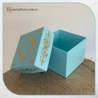 8x8x6.5 Mavi Üzeri Gold Saray Desenli Komple Karton Kutu