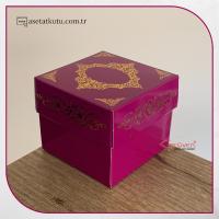 8x8x6.5 Mor Üzeri Gold Saray Desenli Komple Karton Kutu