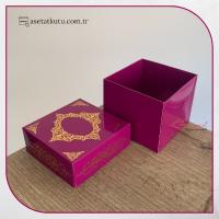 8x8x6.5 Mor Üzeri Gold Saray Desenli Komple Karton Kutu