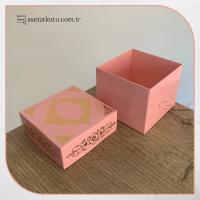 8x8x6.5 Pembe Üzeri Gold Saray Desenli Komple Karton Kutu