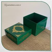 8x8x6.5 Yeşil Üzeri Gold Saray Desenli Komple Karton Kutu