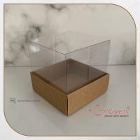 8x8x8 Altı Koyu Kraft Karton Üstü Asetat Kutu
