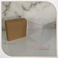 8x8x8 Altı Koyu Kraft Karton Üstü Asetat Kutu