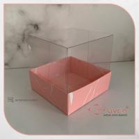 8x8x8 Altı Pembe Mermer Desenli Karton Üstü Asetat Kutu