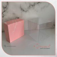 8x8x8 Altı Pembe Mermer Desenli Karton Üstü Asetat Kutu