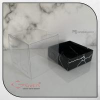 8x8x8 Altı Siyah Mermer Desenli Karton Üstü Asetat Kutu