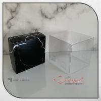 8x8x8 Altı Siyah Mermer Desenli Karton Üstü Asetat Kutu