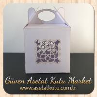 8x8x8 Beyaz Karton Üzerine Saray Desenli, Lazer Kesim Kutu