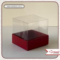8x8x8 Altı Bordo Karton Üstü Asetat Kutu