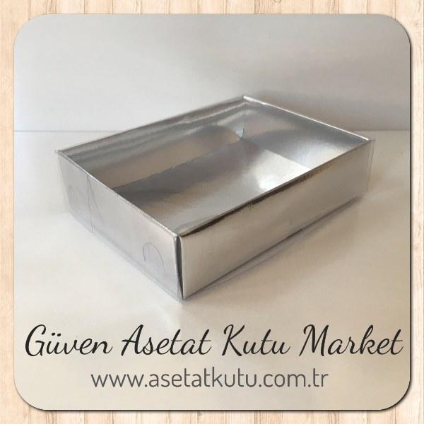 9x12x3 Altı Gümüş Üstü Asetat Kutu