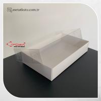 9x15x3 Altı Beyaz Karton Üstü Asetat Kutu