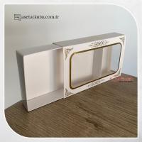 9x16x3 Beyaz Üzeri Gold Saray Desenli Pencereli Kutu