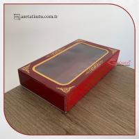 9x16x3 Bordo Üzeri Gold Saray Desenli Pencereli Kutu