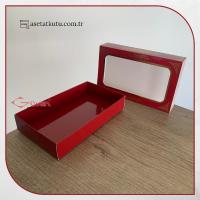 9x16x3 Bordo Üzeri Gold Saray Desenli Pencereli Kutu