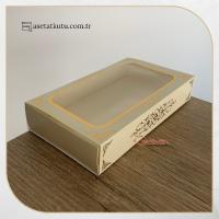 9x16x3 Krem Üzeri Gold Saray Desenli Pencereli Kutu
