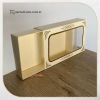 9x16x3 Krem Üzeri Gold Saray Desenli Pencereli Kutu