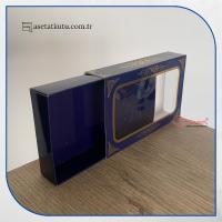 9x16x3 Lacivert Üzeri Gold Saray Desenli Pencereli Kutu