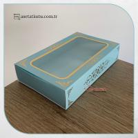 9x16x3 Mavi Üzeri Gold Saray Desenli Pencereli Kutu