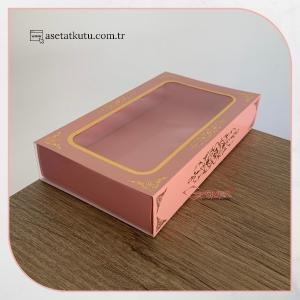 9x16x3 Pembe Üzeri Gold Saray Desenli Pencereli Kutu