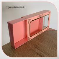 9x16x3 Pembe Üzeri Gold Saray Desenli Pencereli Kutu