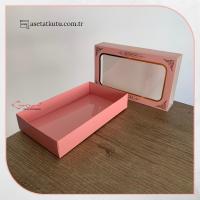 9x16x3 Pembe Üzeri Gold Saray Desenli Pencereli Kutu
