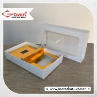 9x16x3 Düz Beyaz Kutu [Gold Zikirmatik İçli]