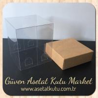 9x9x10 Altı Koyu Kraft Karton Üstü Asetat Kutu