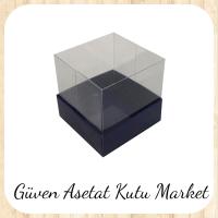 9x9x10 Altı Lacivert Karton Üstü Asetat Kutu