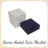 9x9x10 Altı Lacivert Karton Üstü Asetat Kutu