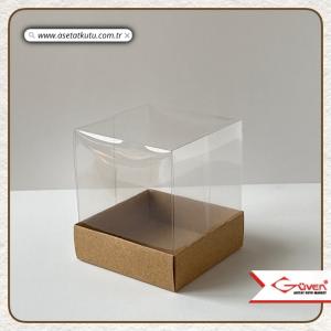 9x9x10 Altı Koyu Kraft Karton Üstü Asetat Kutu