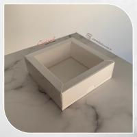 [Duvarlı Kutu] 9x9x3 Altı Beyaz Karton Üstü Asetat Kutu
