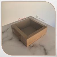 [Duvarlı Kutu] 9x9x3 Altı Koyu Kraft Karton Üstü Asetat Kutu