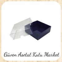 9x9x3 Altı Lacivert Karton Üstü Asetat Kutu