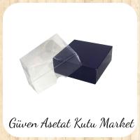 9x9x3 Altı Lacivert Karton Üstü Asetat Kutu