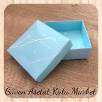 9x9x3 Altı Mavi Mermer Desenli Komple Karton Kutu