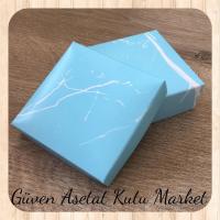 9x9x3 Altı Mavi Mermer Desenli Komple Karton Kutu