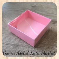 9x9x3 Altı Pembe Mermer Desenli Karton Üstü Asetat Kutu