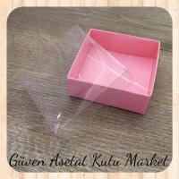 9x9x3 Altı Pembe Mermer Desenli Karton Üstü Asetat Kutu