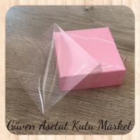 9x9x3 Altı Pembe Mermer Desenli Karton Üstü Asetat Kutu