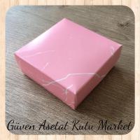 9x9x3 Altı Pembe Mermer Desenli Komple Karton Kutu