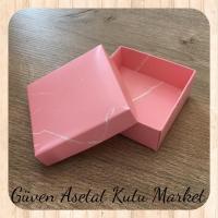 9x9x3 Altı Pembe Mermer Desenli Komple Karton Kutu