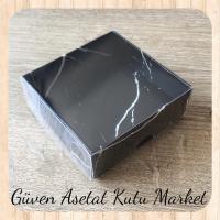 9x9x3 Altı Siyah Mermer Desenli Karton Üstü Asetat Kutu