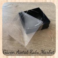 9x9x3 Altı Siyah Mermer Desenli Karton Üstü Asetat Kutu