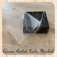 9x9x3 Altı Siyah Mermer Desenli Karton Üstü Asetat Kutu