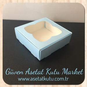 9x9x3 Mavi Pencereli Karton Kutu