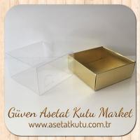 9x9x4 Altı Gold Karton Üstü Asetat Kutu