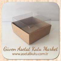 9x9x4 Altı Koyu Kraft Karton Üstü Asetat Kutu
